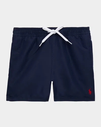 Ralph Lauren Kids' Boy's Recycled Polyester Traveler Swim Shorts In Blue