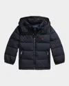 Ralph Lauren Boy's Ripstop Hooded Down Jacket In Black