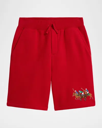 Ralph Lauren Kids' Boy's Seasonal Fleece Shorts In Red