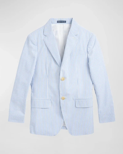 Ralph Lauren Kids' Boy's Seersucker Tailored Sport Coat In Blue White