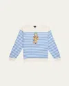 Ralph Lauren Boy's Striped Graphic Sweatshirt In Sp25 Nevisscottsdle Blue Bear