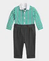 Ralph Lauren Boy's Striped Shirt & Twill Pants Set In Multi