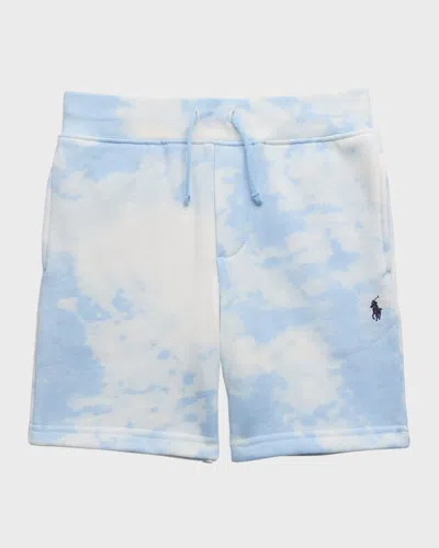 Ralph Lauren Kids' Boy's Tie-dye Printed Shorts In Riviera Blue Clou