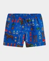 Ralph Lauren Boy's Traveler Big Pony Swim Trunks In Blue