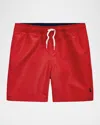 Ralph Lauren Boy's Traveler Swim Trunks In Red
