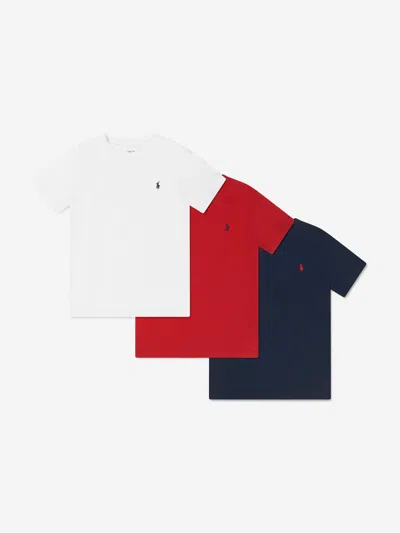 Polo Ralph Lauren Kids' Ralph Lauren Boys 3 Piece T-shirt Gift Set Us 7 - Uk 6 Years Pink By Childsplay Clothing