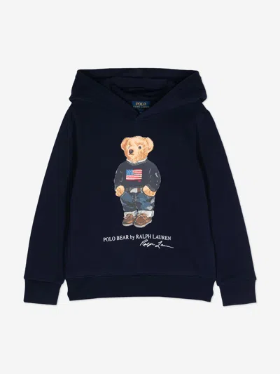 Ralph Lauren Kids' Polo Bear-print Hoodie In Blue