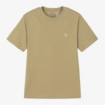 Polo Ralph Lauren Kids' Boys Beige Cotton T-shirt In Classic Khaki