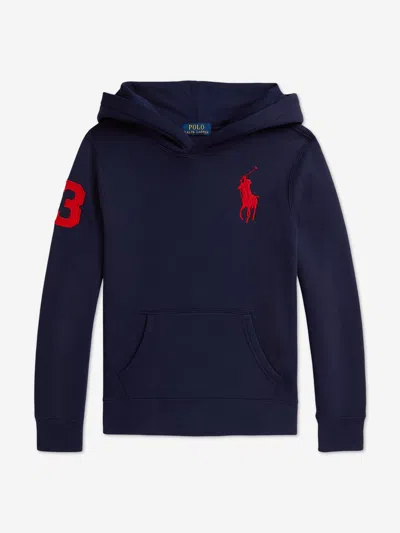 Ralph Lauren Kids' Big Pony Fleece Hoodie In Refined Navy In Blue