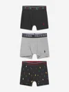 RALPH LAUREN BOYS BOXER SHORTS SET (3 PACK) US S - UK 7 YRS MULTICOLOURED