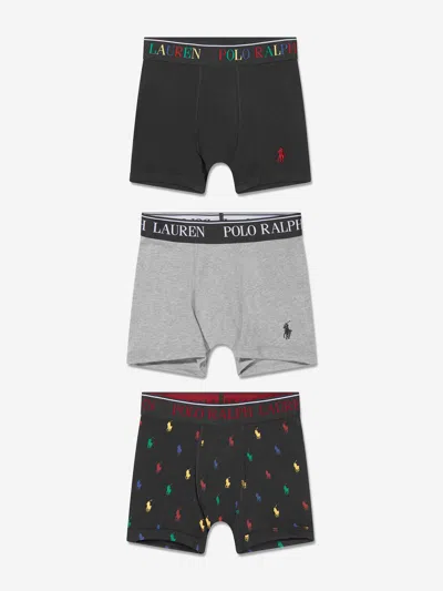 Ralph Lauren Kids' Boys Boxer Shorts Set (3 Pack) Size Us S - Uk 7 Yrs In Multicoloured