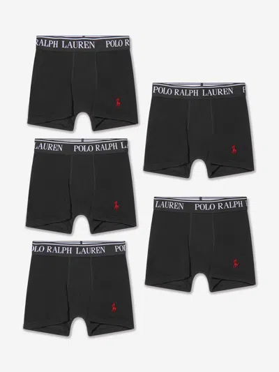 Ralph Lauren Kids' Boys Boxer Shorts Set (5 Pack) Us S - Uk 7 Yrs Black