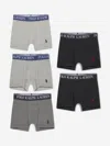 RALPH LAUREN BOYS BOXER SHORTS SET (5 PACK) US XL - UK 16 YRS GREY