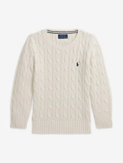 Ralph Lauren Babies'  Boys Cable Knit Jumper In Neutral