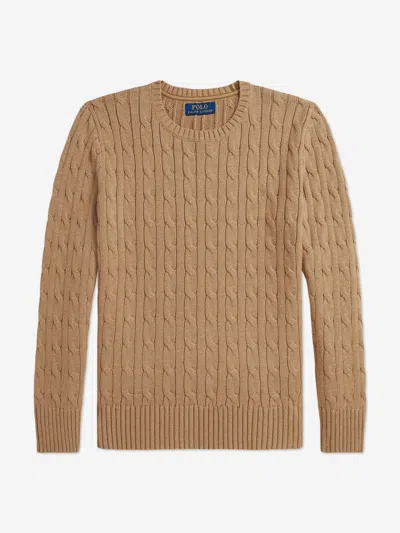 Ralph Lauren Babies'  Boys Cable Knit Jumper In Neutral