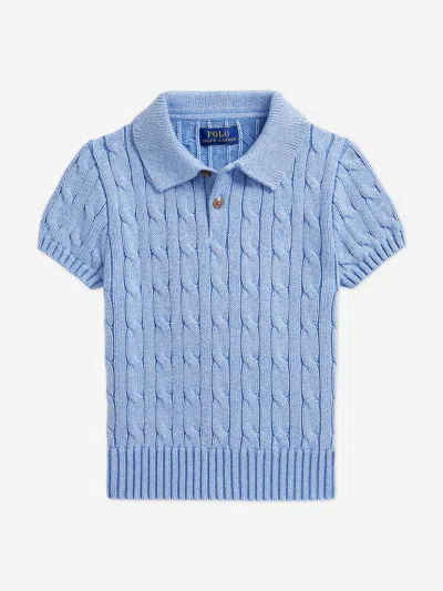 Ralph Lauren Kids'  Boys Cable Knit Polo Top In Blue