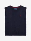 Ralph Lauren Boys Cable Knit Sweater Vest In Blue