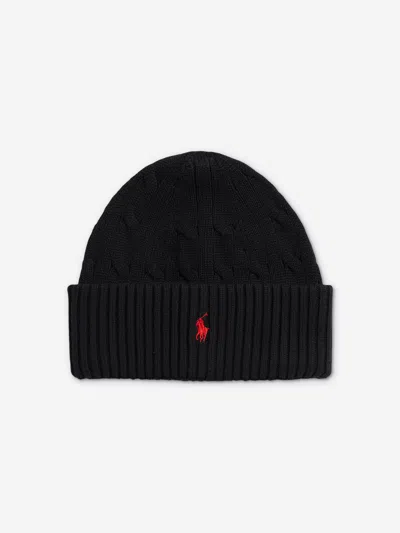 Ralph Lauren Kids'  Boys Cotton Knit Beanie Hat In Black