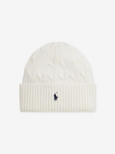 Ralph Lauren Kids'  Boys Cotton Knit Beanie Hat In White