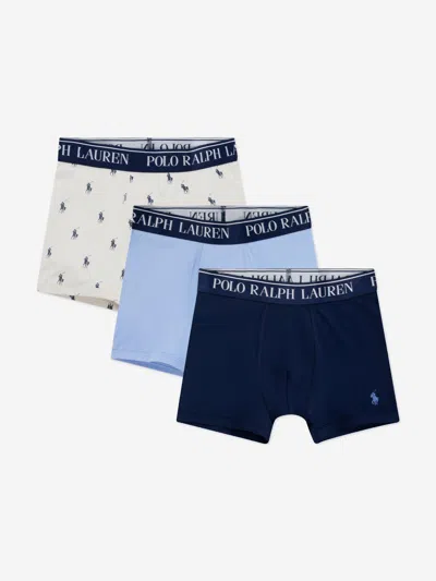 Ralph Lauren Kids' Boys Cotton Stretch 3 Pack Boxer Shorts Set In Blue