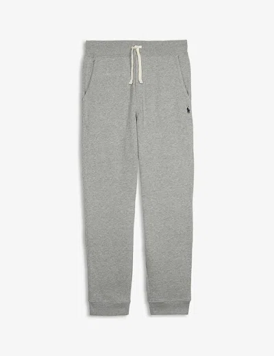 POLO RALPH LAUREN DARK SPORT HEATHER BOYS' LOGO-EMBROIDERED TAPERED-LEG COTTON-BLEND JOGGING BOTTOMS