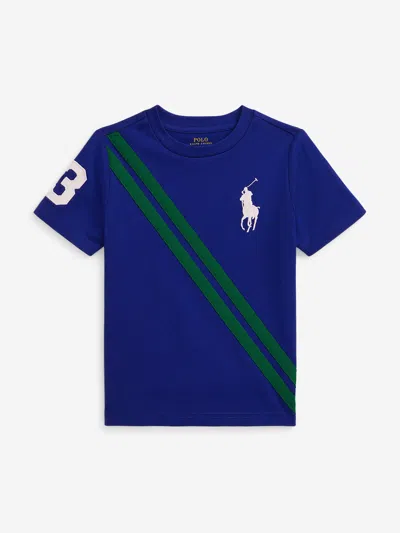 Ralph Lauren Babies' Boys Diagonal Stripe Logo T-shirt In Black