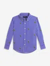 Ralph Lauren Boys Equestrian Bear Stripe Shirt In Black