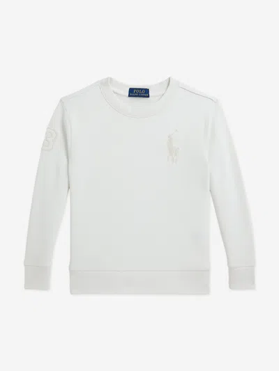 Ralph Lauren Kids'  Boys French Terry Logo Sweatshirt In White
