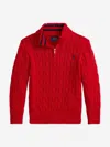 Ralph Lauren Boys Half Zip Jumper In Red