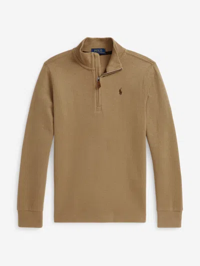 Ralph Lauren Kids' Boys Half Zip Pullover In Brown