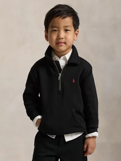Ralph Lauren Kids' Fleece Collared Sweatshirt In Polo Black