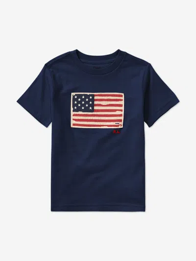 Ralph Lauren Babies'  Boys Jersey Flag T-shirt In Blue