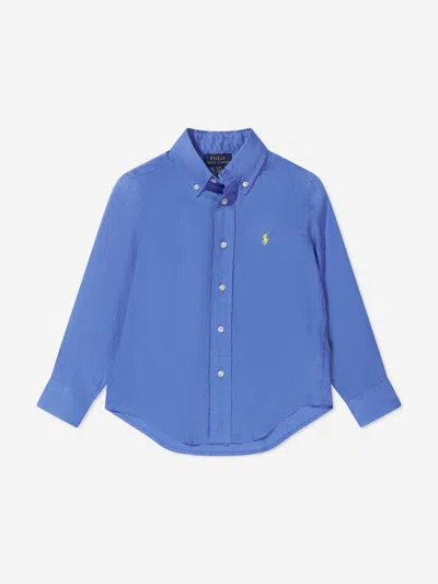 Polo Ralph Lauren Kids' Boys Linen Logo Shirt In Blue