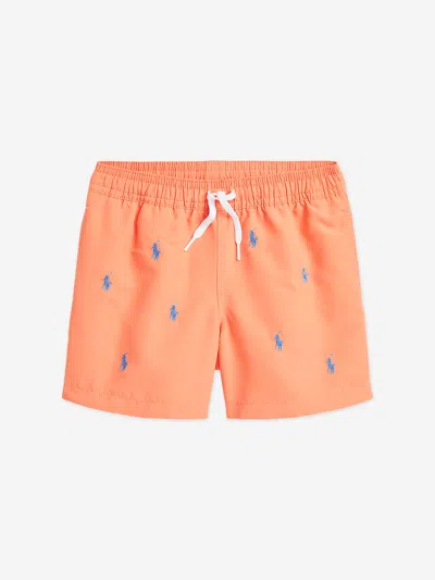 Ralph Lauren Kids' Boys Logo Swim Shorts In Orange