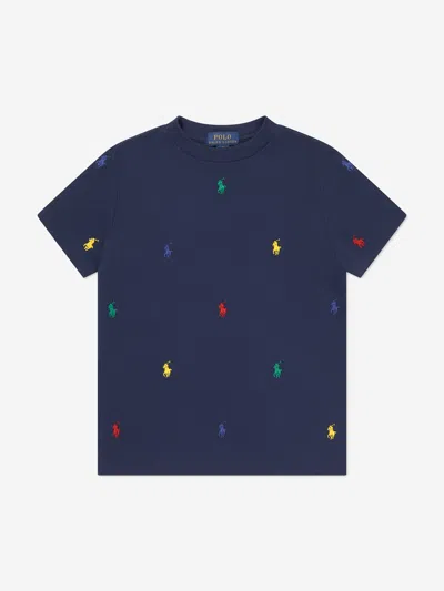 Ralph Lauren Kids' Boys Multic Logo T-shirt In Blue