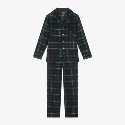 Polo Ralph Lauren Kids' Plaid-check Cotton Pyjama Set (set Of Two) In Blue
