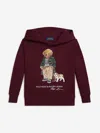 Ralph Lauren Cotton-blend Polo Bear Hoodie In Burgundy