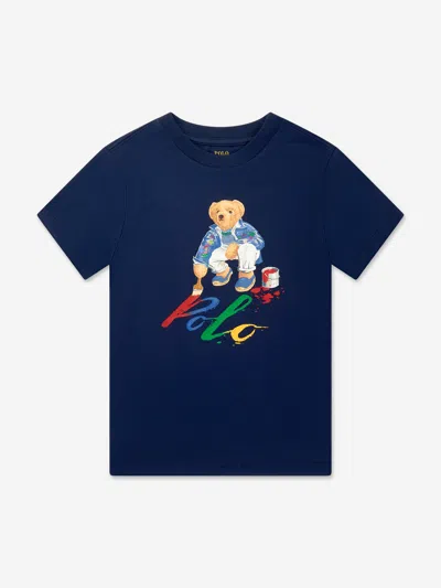 Polo Ralph Lauren Babies' Teddy Bear Cotton T-shirt In Blue