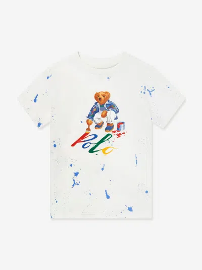 Ralph Lauren Kids' Polo Bear Paint T-shirt (7-14 Years) In White