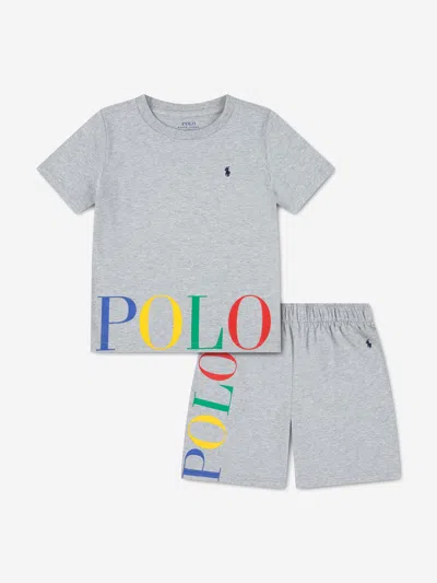 Ralph Lauren Kids'  Boys Polo Short Pyjama Set In Silver