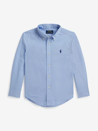 Ralph Lauren Kids'  Boys Poplin Logo Shirt In Blue