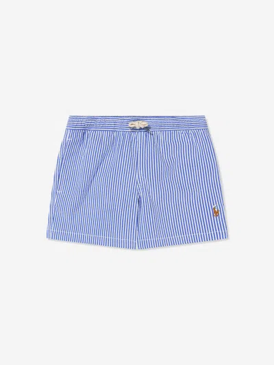 Ralph Lauren Kids' Boys Seersucker Swim Shorts In Blue