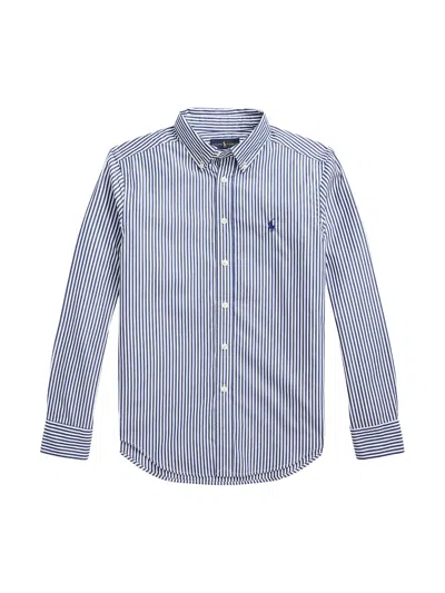 Ralph Lauren Boys Striped Button-down Shirt In Blue