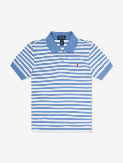 Ralph Lauren Kids' Boys Striped Logo Polo Shirt In Blue