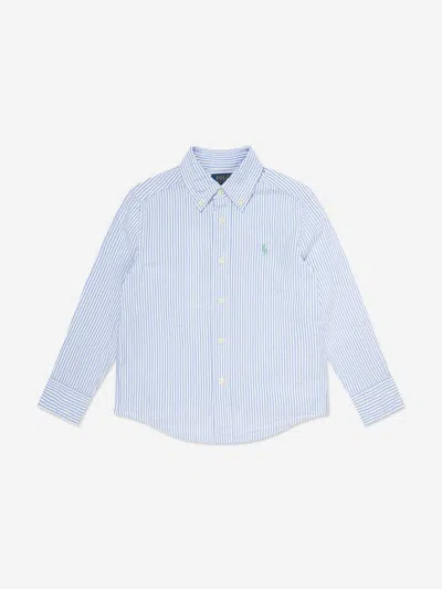 Ralph Lauren Kids'  Boys Striped Logo Shirt In Blue