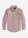 Ralph Lauren Boys Striped Logo Shirt In Multi