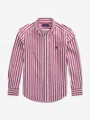 Polo Ralph Lauren Striped Cotton Poplin Shirt In Red