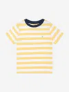 Ralph Lauren Boys Striped Logo T-shirt In Yellow