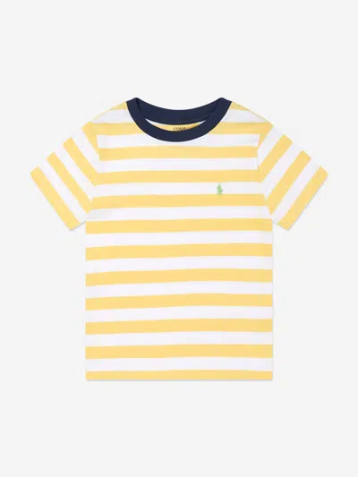 Ralph Lauren Babies' Boys Striped Logo T-shirt In Yellow