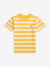 Ralph Lauren Boys Striped Logo T-shirt In Yellow